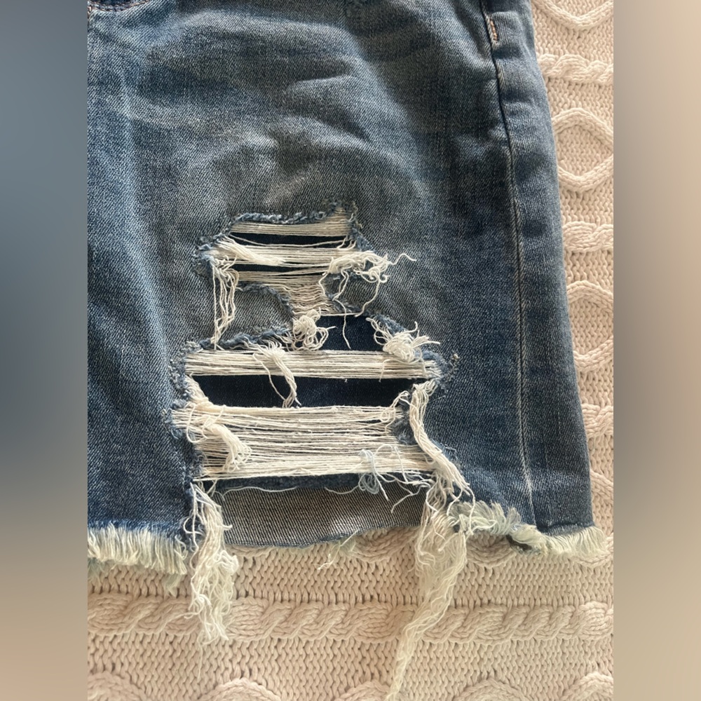 American Eagle Outfitters Denim Distressed Mini Skirt Women’s size 0 - Picture 10 of 12